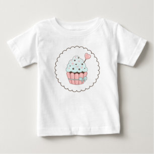 T-shirt Pour Bébé Cute Cupcake rose et bleu menthe