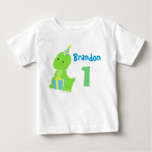 T-shirt Pour Bébé Cute Dinosaur 1er anniversaire Blue Green Dino Boy