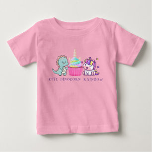 T-shirt Pour Bébé Cute Dinosaur Unicorn arc-en-ciel cupcake annivers