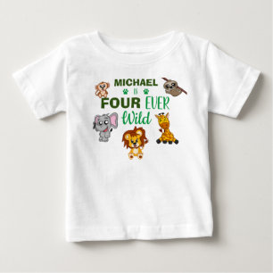 T-shirt Pour Bébé Cute Four Ever Wild Jungle Safari Quatrième annive