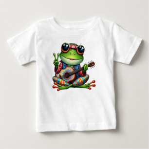 T-shirt Pour Bébé Cute grenouille guitare