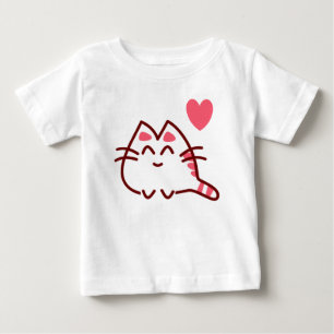 T-shirt Pour Bébé Cute Kawaii Chat et Coeur