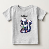 Cute Kawaii Skunk with Bubble Tea Personnalisé