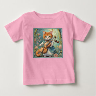 T-shirt Pour Bébé Cute Kitty Jouer au violon