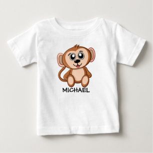 T-shirt Pour Bébé Cute Monkey Jungle Cartoon Zoo Safari Nom