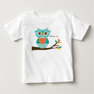 T-shirt Pour Bébé Cute Owl Lecture Personnalisée Colorée Turquoise