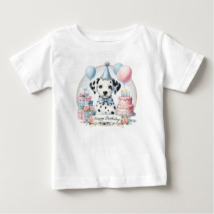 T-shirt Pour Bébé Cute Pastel Chiot Dalmatien - Anniversaire