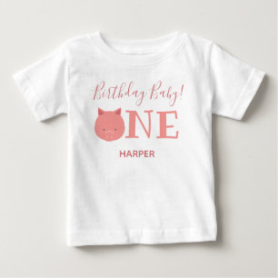 T-shirt Pour Bébé Cute Piglet Un Nom Premier Anniversaire