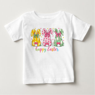T-shirt Pour Bébé Cute Polka Dot Rabbits Premier Pâques Personnalisé