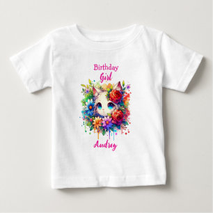 T-shirt Pour Bébé Cute Rainbow Anime Chat Anniversaire Fille Personn