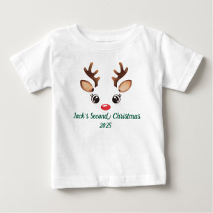 T-shirt Pour Bébé Cute Reindeer 1er/2ème/3ème/4 Noël Personnaliser
