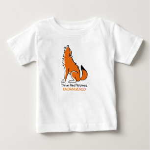 T-shirt Pour Bébé Cute Save Red WOLVES - Graphique animal en voie de