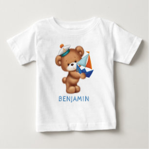 T-shirt Pour Bébé Cute Teddy Bear Little Sailor Personnalisé