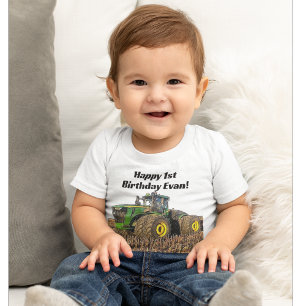T-shirt Pour Bébé Cute Tractor Farm Equipment 1ère fête d'anniversai