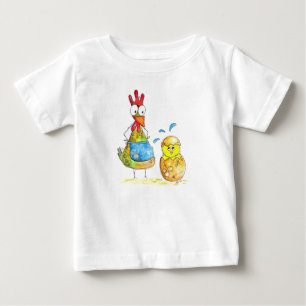 T-shirt Pour Bébé Cute Whimsical Mama poulet avec bébé