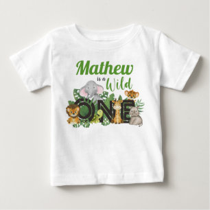 T-shirt Pour Bébé Cute Wild One Jungle Safari Animaux premier annive