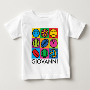 T-shirt Pour Bébé Damier de boule de sports