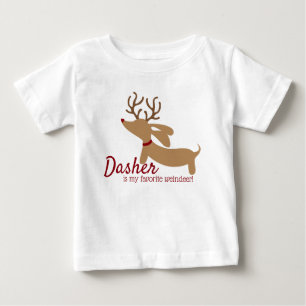 T-shirt Pour Bébé Dasher la chemise de Noël de teckel de Weindeer