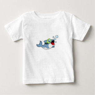 T-shirt Pour Bébé Dauphin à la plongée avec bulles d'eau.PNG