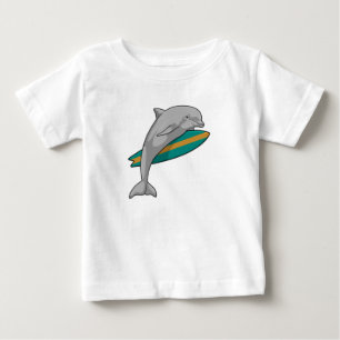 T-shirt Pour Bébé Dauphin en surfeur avec Surfer