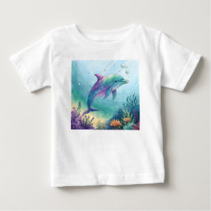 T-shirt Pour Bébé Dauphin peint à l'aquarelle