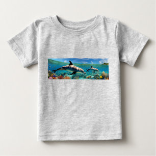 T-shirt Pour Bébé Dauphins dansants dans un paradis de corail