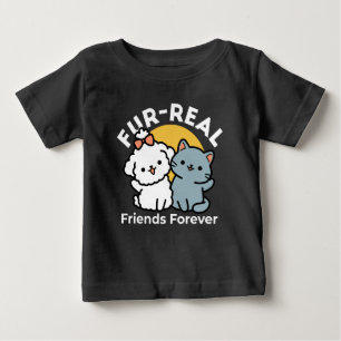 T-shirt Pour Bébé Des amis vrais pour toujours Cute Cat & Chien Du