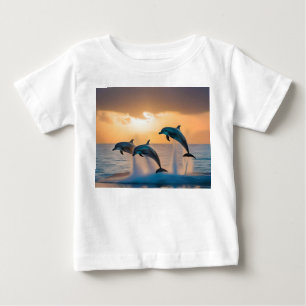 T-shirt Pour Bébé Des Dauphins Majestueux Tournent Au Coucher Du Sol