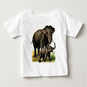 T-shirt Pour Bébé Dessin vintage : Éléphant de mère avec le veau