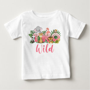 T-shirt Pour Bébé Deux Fille Sauvage 2e Anniversaire Jungle Safari m