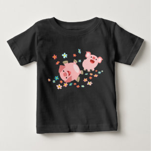 T-shirt Pour Bébé Deux mignons cochons en T-shirt bébé printemps