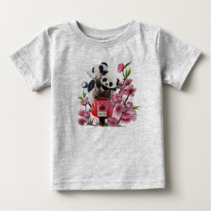 T-shirt Pour Bébé Deux pandas à moto