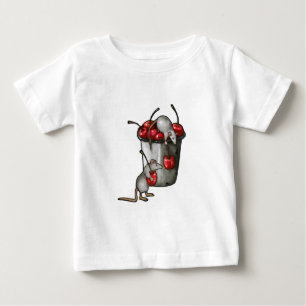 T-shirt Pour Bébé Deux souris volant des cerises, seau de cerises Ar
