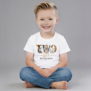 T-shirt Pour Bébé Deux T-Shirt Sauvage 2ème Anniversaire Jungle Bébé