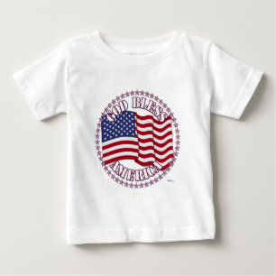 T-shirt Pour Bébé Dieu bénisse l'Amérique avec le drapeau américain 