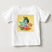 Dieu indien de Krishna jouant l'illustration de