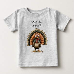 T-shirt Pour Bébé Dinde bizarre et loufoque Qu'est-ce qu'on mange ?