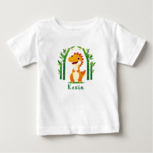 T-shirt Pour Bébé Dinosaure de dessin animé adorable dans une jungle