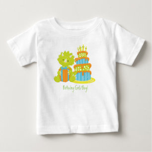 T-shirt Pour Bébé Dinosaure de Triceratops de bébé et gâteau