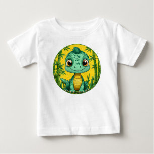 T-shirt Pour Bébé Dinosaure vert de dessin animé adorable