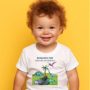 T-shirt Pour Bébé Dinosaures jurassiques verts