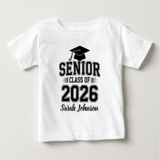 T-shirt Pour Bébé Diplômé(e) de la Promotion 2026 avec Nom Personnal