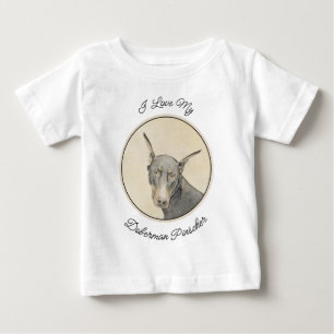 T-shirt Pour Bébé Doberman Pinscher Peinture - Art Chien original