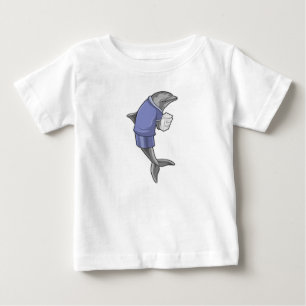 T-shirt Pour Bébé Dolphin as Secretary with Stack of paper