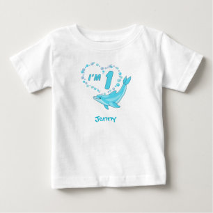 T-shirt Pour Bébé Dolphin Heart 1er Anniversaire Bébé Bodysuit