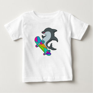 T-shirt Pour Bébé Dolpin comme patineur avec skateboard