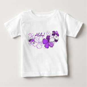 T-shirt Pour Bébé Doodle Hibiscus Hawaiian Aloha