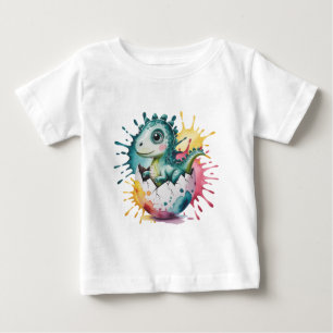 T-shirt Pour Bébé Douce Fête de Bébé avec un Dinosaure et des Touche