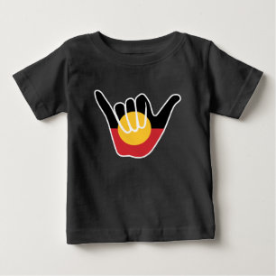 T-shirt Pour Bébé Drapeau aborigène australien signe Shaka pendaison