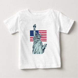 T-shirt Pour Bébé Drapeau Américain avec Lady Liberty